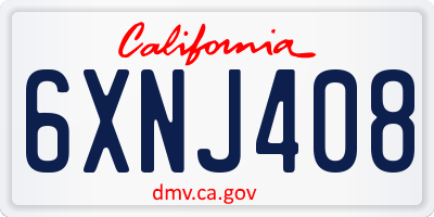 CA license plate 6XNJ408