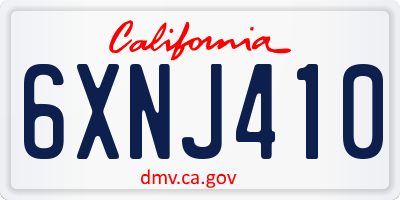 CA license plate 6XNJ410