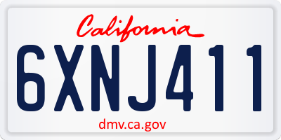 CA license plate 6XNJ411