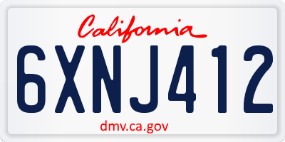 CA license plate 6XNJ412
