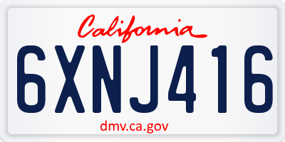 CA license plate 6XNJ416