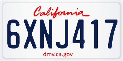 CA license plate 6XNJ417