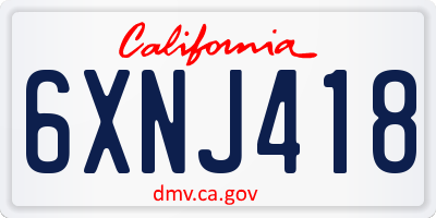CA license plate 6XNJ418