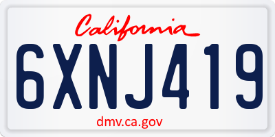 CA license plate 6XNJ419