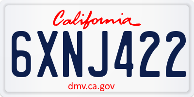 CA license plate 6XNJ422