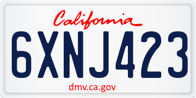 CA license plate 6XNJ423