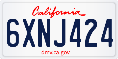 CA license plate 6XNJ424