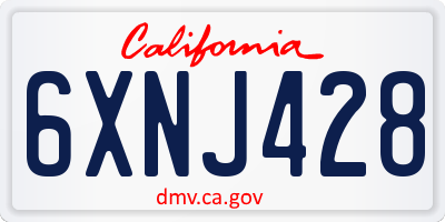 CA license plate 6XNJ428