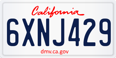 CA license plate 6XNJ429