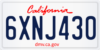 CA license plate 6XNJ430