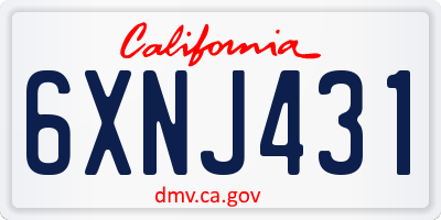 CA license plate 6XNJ431