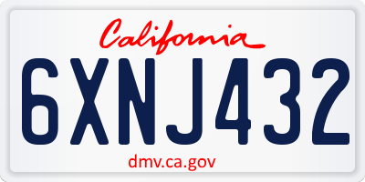 CA license plate 6XNJ432