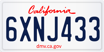CA license plate 6XNJ433