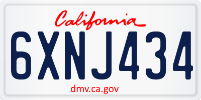CA license plate 6XNJ434