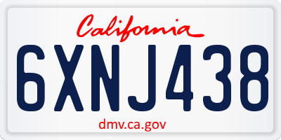 CA license plate 6XNJ438