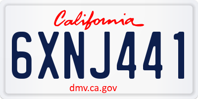 CA license plate 6XNJ441