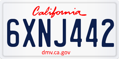 CA license plate 6XNJ442