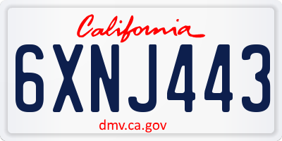 CA license plate 6XNJ443