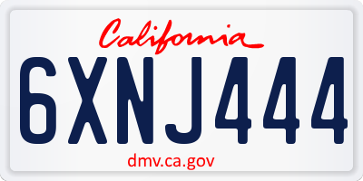CA license plate 6XNJ444