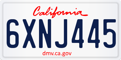 CA license plate 6XNJ445