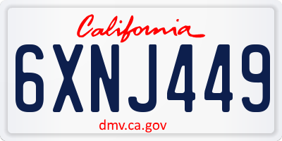 CA license plate 6XNJ449