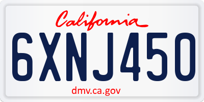 CA license plate 6XNJ450