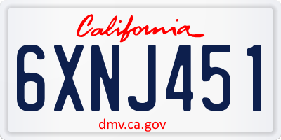 CA license plate 6XNJ451