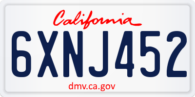 CA license plate 6XNJ452