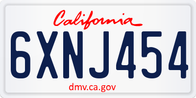 CA license plate 6XNJ454