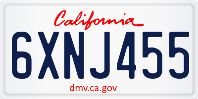 CA license plate 6XNJ455