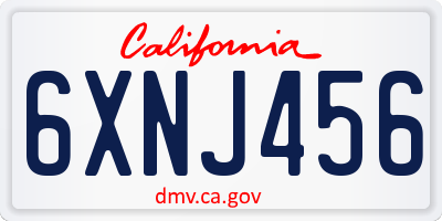 CA license plate 6XNJ456