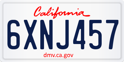 CA license plate 6XNJ457