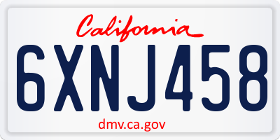 CA license plate 6XNJ458