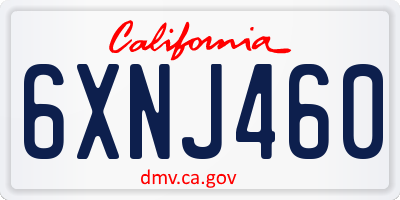 CA license plate 6XNJ460