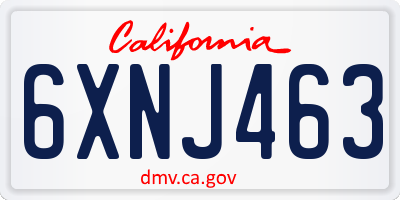 CA license plate 6XNJ463