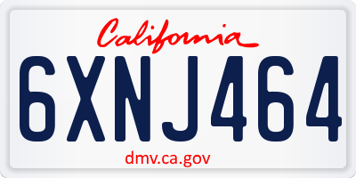 CA license plate 6XNJ464