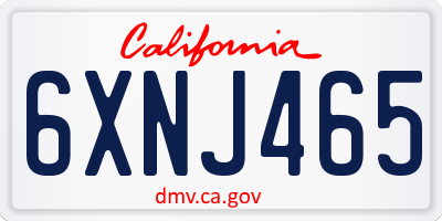 CA license plate 6XNJ465