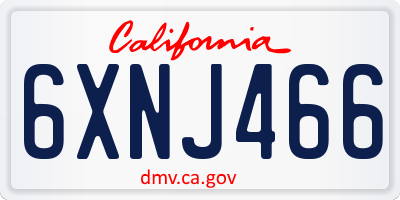 CA license plate 6XNJ466
