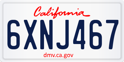 CA license plate 6XNJ467