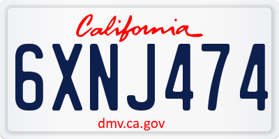 CA license plate 6XNJ474