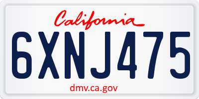 CA license plate 6XNJ475