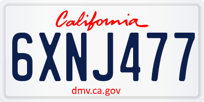 CA license plate 6XNJ477