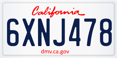 CA license plate 6XNJ478