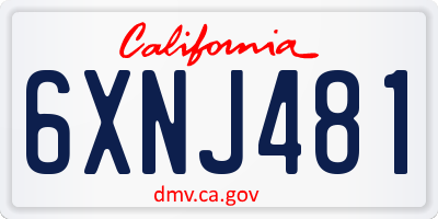 CA license plate 6XNJ481