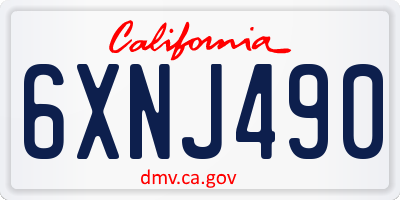 CA license plate 6XNJ490
