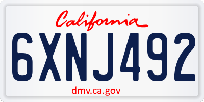 CA license plate 6XNJ492