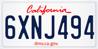 CA license plate 6XNJ494