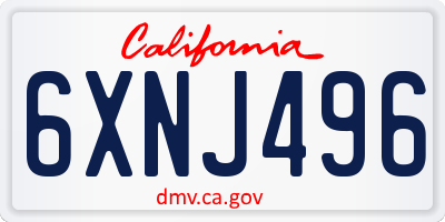 CA license plate 6XNJ496