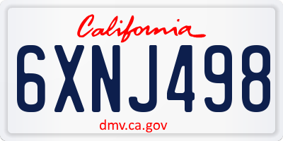 CA license plate 6XNJ498