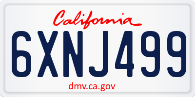 CA license plate 6XNJ499